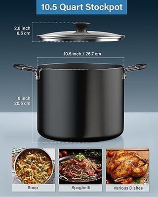 Cook N Home Nonstick Stockpot with Lid, 10.5 Quarts, Black