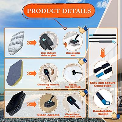 Qaestfy Shower Scrubber Cleaning Brush Combo Bath Tub Tile Cleaner Scrubber Brush with 51 Adjustable Long Handle Scrub Brush for