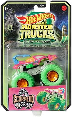  Hot Wheels Monster Trucks Arena Smashers Glow-in-The-Dark  Gunkster Playset with 1 Glow-in-The-Dark 1:64 Scale Gunkster Toy Truck & 2  Crushable Cars : Toys & Games