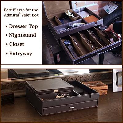 Mens Watch Box Leather Valet Tray - Bedside Table Organizer, Men's Jewelry  Box, Watch Case for Men