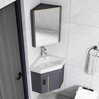 Ceramic corner bathroom vanity cabinets,for Small Space Wall Mounted  Cabinet Set Design,Bathroom Cabinet with Faucet and Drain,for Home Kitchen  Patio