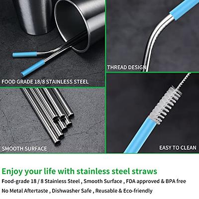 Reusable Straws,Set of 8 Long 8.5 Inch Stainless Steel Metal