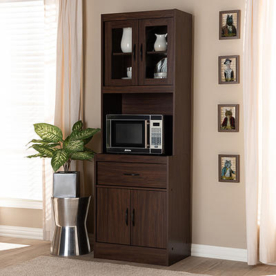 Baxton Studio Laurana Kitchen Cabinet and Hutch Yahoo Shopping