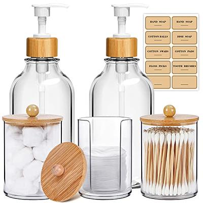 MIERTING Bathroom Accessory Set 5 Pcs, Bamboo Bathroom Accessories Sets  Complete, Clear Bath Soap Dispenser and Toothbrush Holder Set, Boho  Bathroom