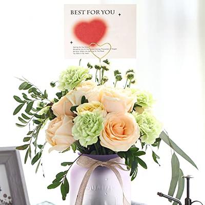 320 Pieces Floral Picks Plastic Floral Pick Card Holder Flower Card Holder  Stick Heart Flower Picks Clear Heart Head Plastic Flower Card Holder Stick