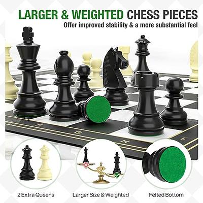 VAMSLOVE Chess and Checkers Board Game Sets for Adults Wooden Deluxe 15  inch Wood Board Box with Storage, Classic 2 in 1 Large Size with Chess  Pieces