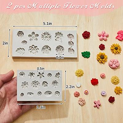 2 Pcs Flower Polymer Clay Molds for Jewelry Making, Daisy Rose