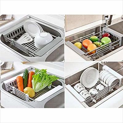 Adjustable Kitchen Dish Drain Sink Drain Rack Retractable