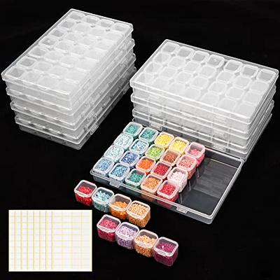 Quefe 3pcs 64 Grids Diamond Painting Storage Containers 5D Beads Organizer  with Diamond Painting Accessories Stickers for Bead Storage Diamonds DIY