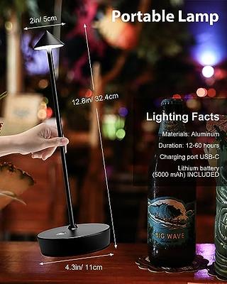 Portable Table Lamp, 4000mAh Rechargeable Battery Operated Cordless Lamp for Tables, 4-Way Touch Dimmable Bedside Lamp for Nightstand, LED Portable La