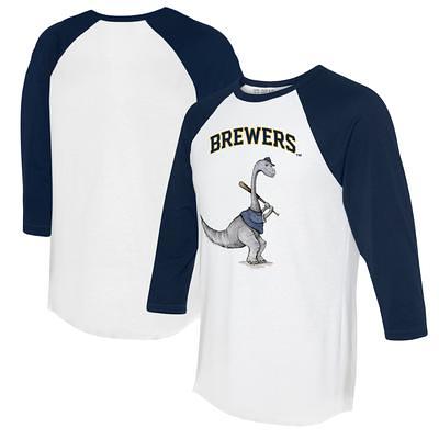 Women's Tiny Turnip White/Black Milwaukee Brewers Slugger 3/4-Sleeve Raglan T-Shirt Size: Small