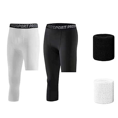 Men 3/4 One Leg Compression Base Layer Tights Athletic Basketball Pants NEW