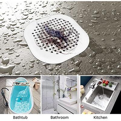 [2 Pack]Hair Catcher,Square Hair Drain Cover for Shower Silicone Hair Stopper with Suction Cup,Easy to Install Suit for Bathroom,Bathtub,Kitchen (Grey