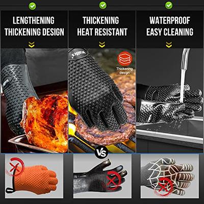 Gorilla Grip Heat and Slip Resistant Silicone Oven Mitts Set, Soft Cotton  Lining, Waterproof, BPA-Free, Long Flexible Thick Gloves for Cooking