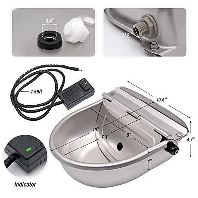 Stainless Steel Automatic Heated Water Bowl with Float Valve Water Trough  Pet Thermal-Bowl for Livestock Cattle Dog Goat Pig Horse