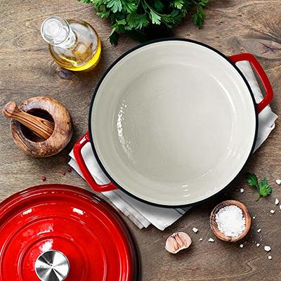 NutriChef Enameled Cast Iron Dutch Oven-5-Quart Kitchen Round