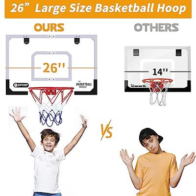  Indoor Basketball Hoop with Electronic Scoreboard - 6 Balls  Included Fun for Kids and Adults Mini Hoop for Home & Office for Toy  Enthusiasts Easy Door Mounting Size: 16x12 inches 