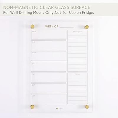 Acrylic Dry Erase Wall Menu Board for Kitchen Weekly Meal Planner & Lists