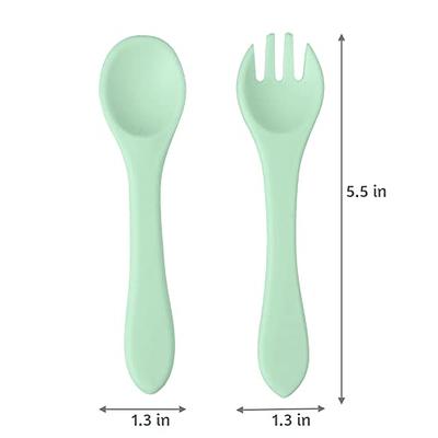 PandaEar Silicone Baby Spoon and Fork Set, 6 Pack First Stage Baby Self Feeding  Spoons 6+ Months, Toddler Baby Utensils 6-12 Months