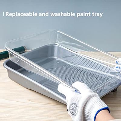 Mister Rui Paint Tray 9 inch, Paint Tray Liners 10pcs, Paint Roller Tray, Disposable Paint Tray Liners, with 5-Wire Cage Roller Frame, for 9 inch