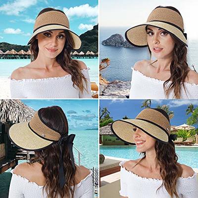 Naivlizer Women Wide Brim Sun Hat UPF50 Straw Summer Hat Floppy