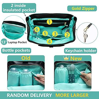 MOMINSIDE Diaper Bag Backpack Leather Baby Bag with 6 Insulated Pockets for  Mom Dad, Baby Registry Search, Changing Pad, Stroller Straps, Large