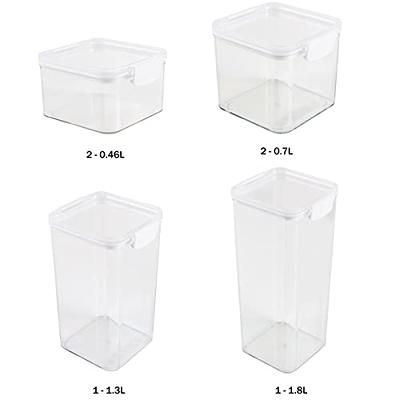 Bino Refrigerator, Freezer and Pantry Cabinet Storage Organizer Bin with Built-In Handle, Clear and Transparent Nesting Container for Home and Kitchen