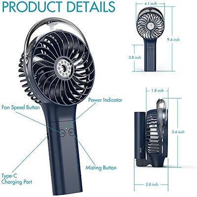 COMLIFE Portable Handheld Misting Fan, 3000mAh Rechargeable