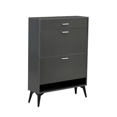 YOFE 43.3 in. H x 31.49 in. W Gray 3-Drawer Wood Shoe Storage Cabinet with  Removable Panels & 1 Open Shelf - Yahoo Shopping