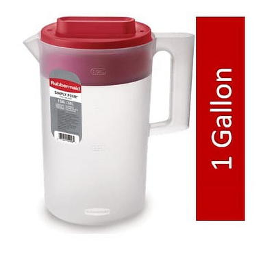 Rubbermaid, 1 Gallon, 1 Pack, Red, Plastic Simply Pour Pitcher