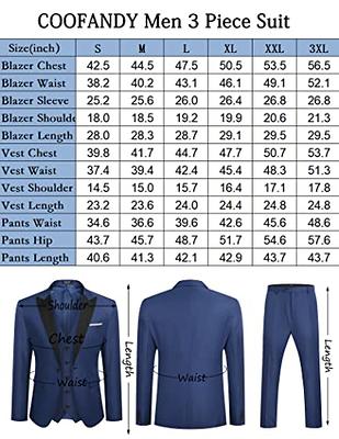 EastSide Men's Slim Fit 3 Pieces Suit, One Button Blazer Set