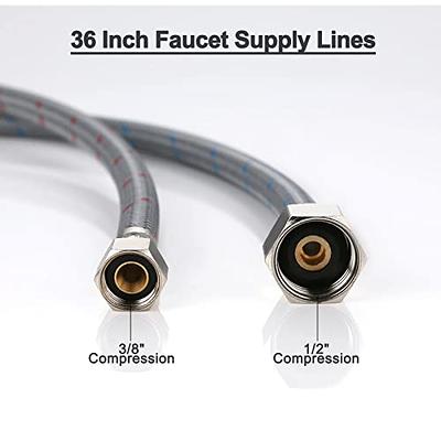 ARCORA 24 Bathroom Kitchen Faucet Hose, Braided Nylon Cupc Supply Lines 3/8  Female Compression Thread × M10 Male Connector (1 Pair)