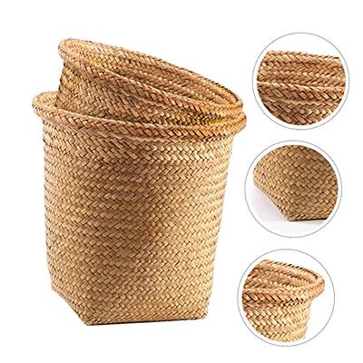 Seagrass Storage Baskets with Labels, 10.5x9x7.5in Wicker Storage