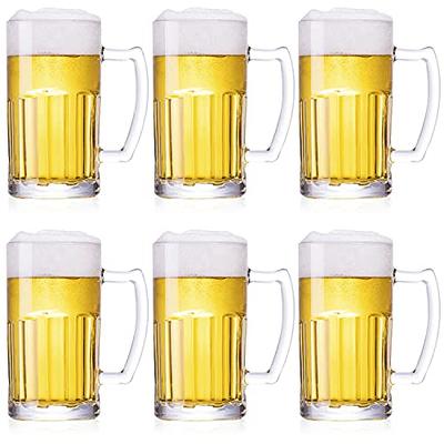 Vikko Beer Mug, Set of 4 Glass Beer Mugs, 17 Ounce, Dishwasher Safe Durable  Drinking Glass for Craft Brews, Beer or Water