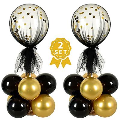 51 Pcs Gold and Black Party Decorations Kit Birthday Balloon Boxes with  Balloons and LED Light Strings Gold and Black Birthday Backdrop Photo Props