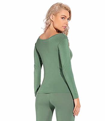 Liang Rou Women's Crew Neck Long Sleeve Ultrathin Modal Thermal Underwear  Shirt/Top Eco Green X-Large - Yahoo Shopping