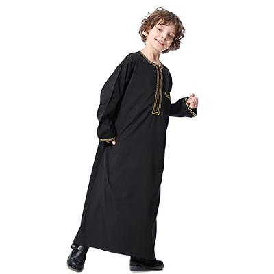 OBEEII Boy's Muslim Arab Solid Color Thobe, Middle East Comfortable Kaftan  Thobe Boy Muslim Islamic Clothing Black 11-12 Years - Yahoo Shopping