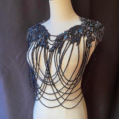 Gold Rhinestone Applique With Chains For Costume, Body Jewelry Fringe,  Shoulder Necklace Couture & Dance Costume - Yahoo Shopping