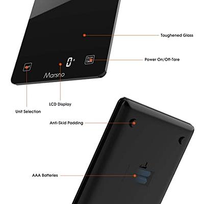 Digital Food Kitchen Scale,Marsno 22lb Food Scale Digital Weight Grams and  oz for Cooking Baking, 1g/0.1oz Precise Graduation, Sleek Tempered Glass  Battery Included (Black) - Yahoo Shopping