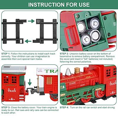  Hot Bee Train Set for Boys, Christmas Train Set w/Alloy Steam  Locomotive, Metal Electric Trains w/Cargo Cars & Tracks, Model Train Toys  w/Smoke,Sounds & Lights, Christmas Toys for 3 4 5