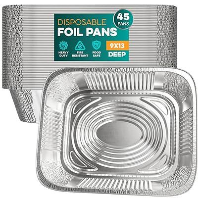 Disposable 9x13 Heavyweight Aluminum Foil Pans Half Size Deep Pans with Dome Lids| 10 ct