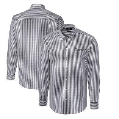 New York Yankees Cutter & Buck Short Sleeve Stretch Oxford Button-Down Shirt  - Charcoal