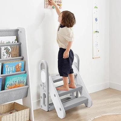 Foldable Toddler Step Stool for Kids, Adjustable 3 Steps Stool