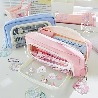 YOKUMA Clear Aesthetic Pencil Case Pouch for Girls Cute Kawaii