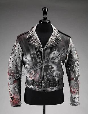 Motorbike Cowhide Leather Ladies Handmade Silver Studded 