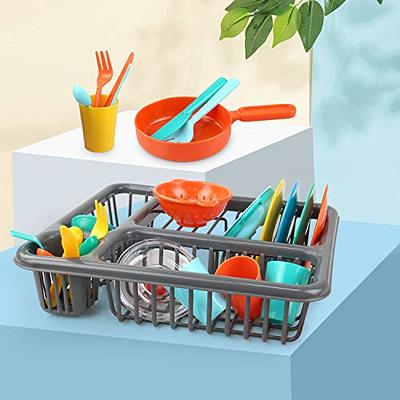 Kids Dish Washing Kitchen Set Toy Drainer Wash Roleplay Gift Play  Accessories