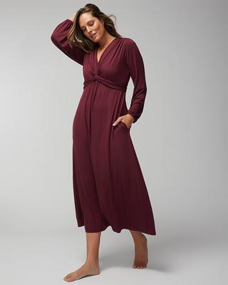 Women's Soft Jersey Twist-Front Bra Dress in Red size Large