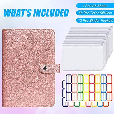 DMluna A6 Budget Binder, PU Leather Money Organizer for Cash Bills Coupon,  Planner Book Notebook Cover with 12 Zipper Envelopes for Budgeting Expense  Saving, with 48 Label Stickers, Glitter Rose - Yahoo Shopping