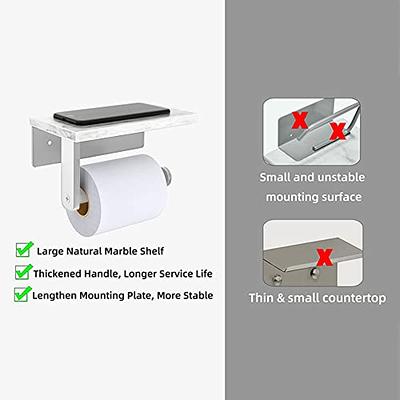 Gypie Marble Toilet Paper Holder with Shelf, 304 Stainless Steel Screw Wall  Mounted, Tissue Roll Holder for Bathroom Washroom Matte Black