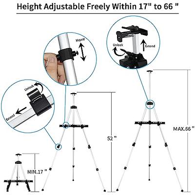 Reinforced Artist Easel Stand, Extra Thick Aluminum Metal Tripod Display  Easel 21 To 66 Adjustable Height With Portable Bag For Floor/table-top  Draw